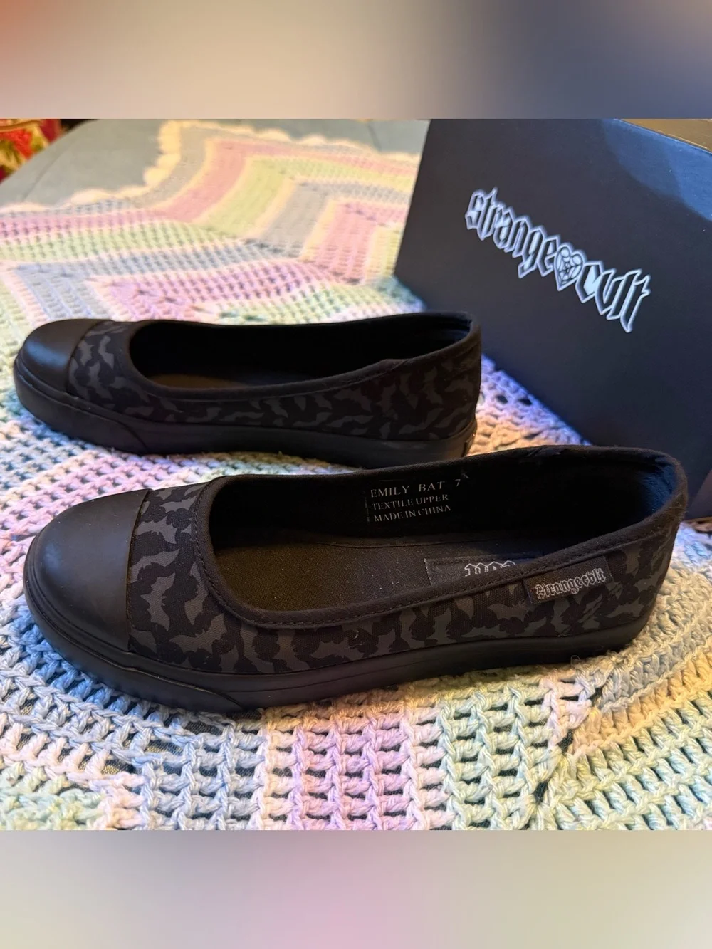 Strange Cult Black Emily Bat Slip-On Flats